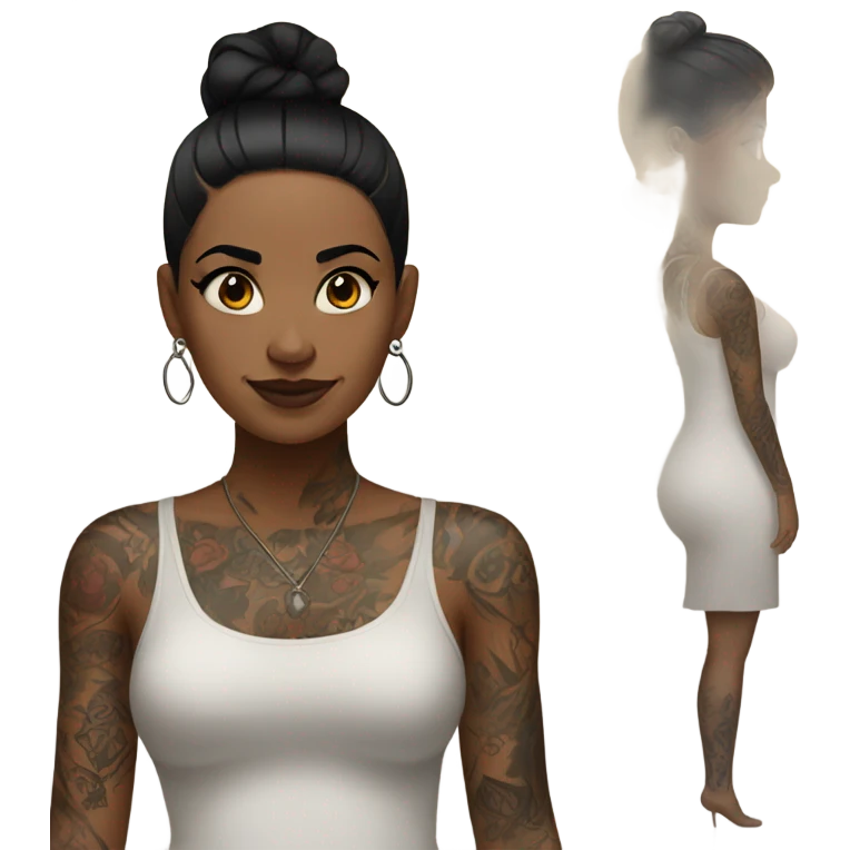 Dark hair women with tattoos  emoji
