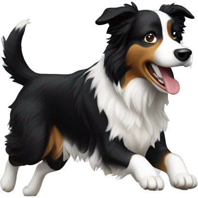 Anvil with border collie jumping over emoji