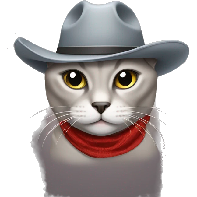 Fat grey Siamese cat cowboy hat emoji