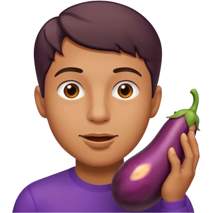 a guy sucking on an eggplant  emoji