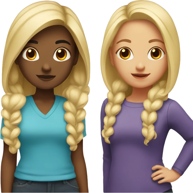 2 sisters. First with blond hairs. Second with black hair  emoji