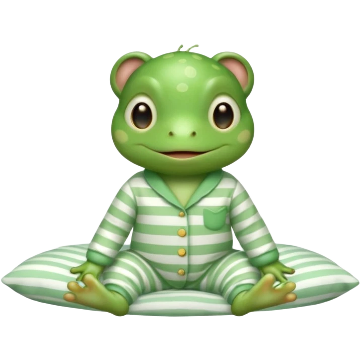 cute baby frog on bed pijama emoji