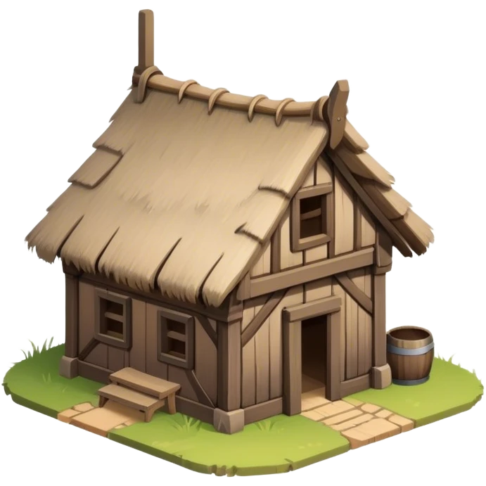 isometric medieval wood shack building emoji
