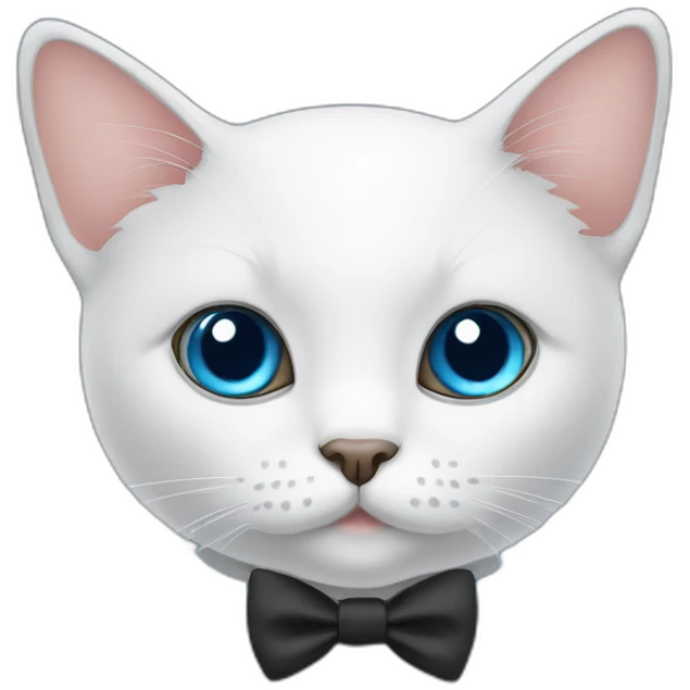 Cat with big cute eyes and blue bow tie emoji
