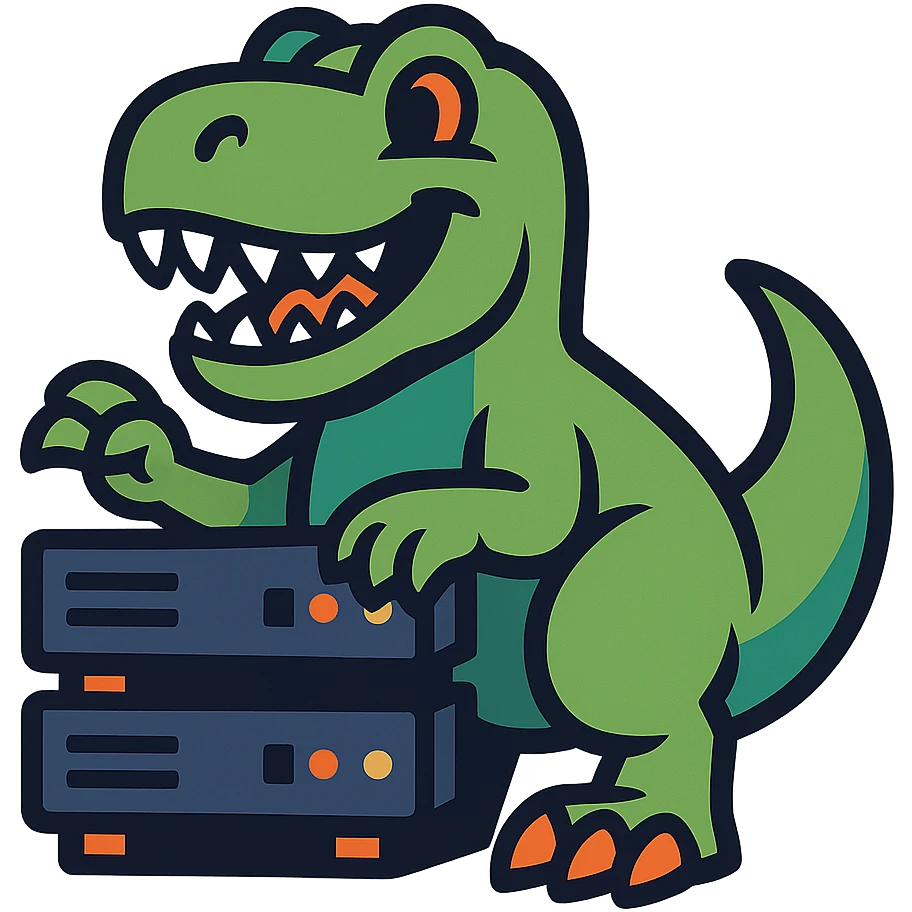 mascot style T-Rex dinosaur with server elements emoji