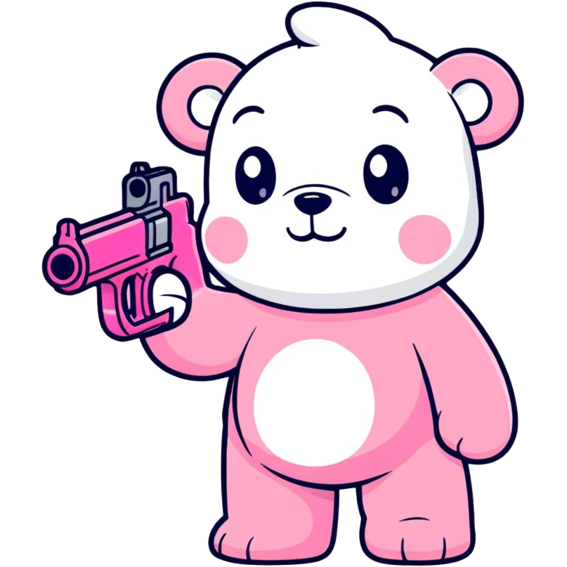 Carebear holding a pink gun emoji