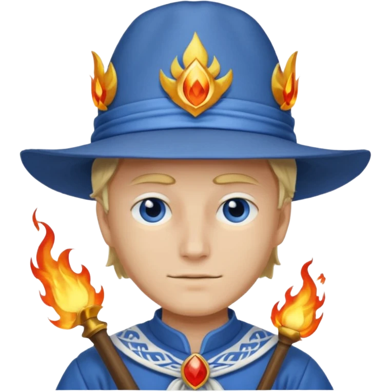 Sabo l'empereur des flammes avec un chapeau blanc et une chemise bleu de one piece emoji
