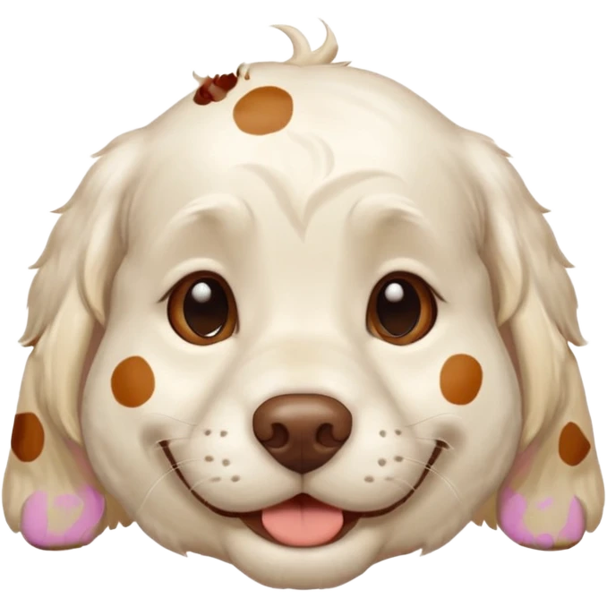 blond chłopak z clumber spanielem, który ma brązowe plamki na oczach emoji