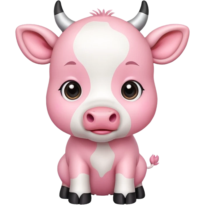 Pink cute cow chibi emoji