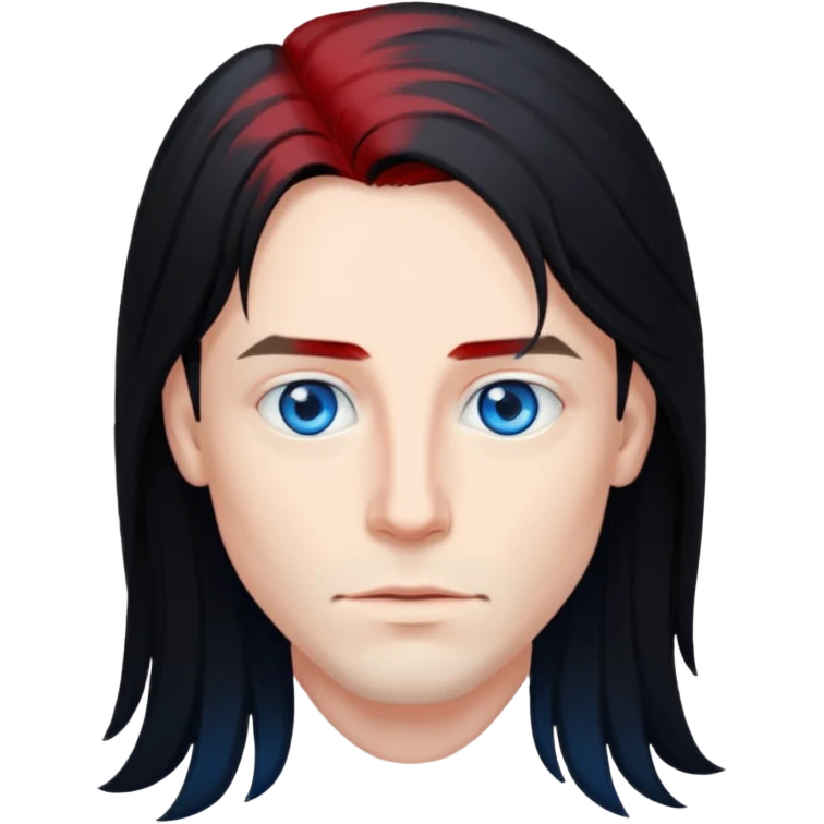 man long hair black red haid emoji