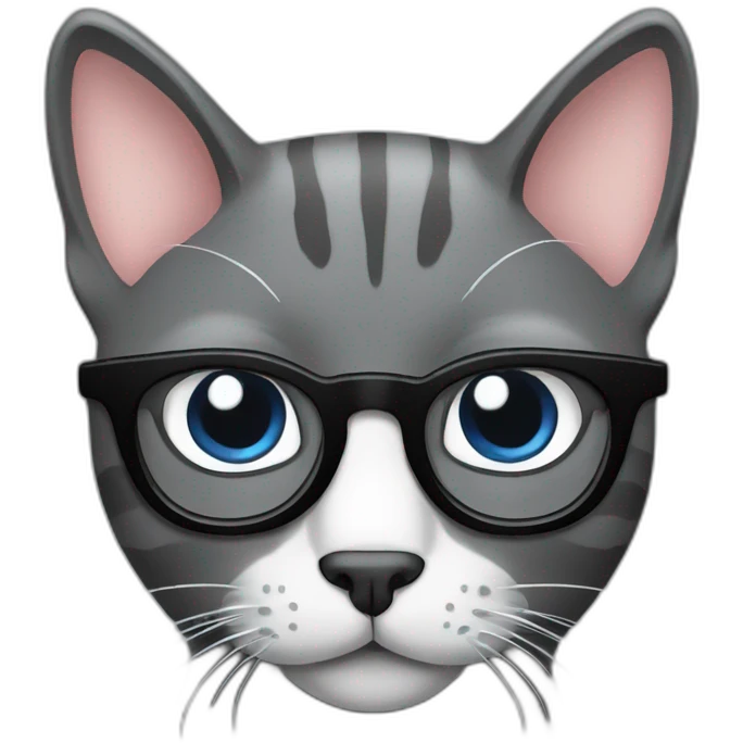 gray cat web designer black eyeglasses emoji