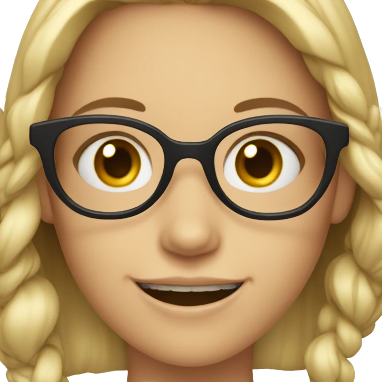 Girl with glasses and white teeth emoji