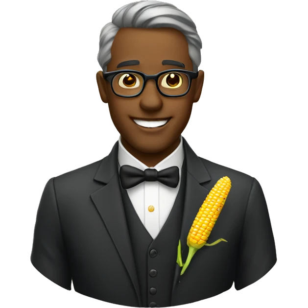 dapper gentleman in glasses with corn emoji