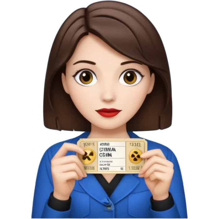 a women White and brunette and her cinéma ticket  emoji