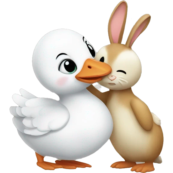 goose and bunny hugging  emoji
