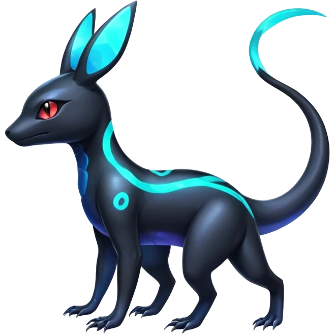 Colorful Neon Exotic Salandit-Aurorus-Umbreon-Fakémon-hybrid-creature (full body)  emoji
