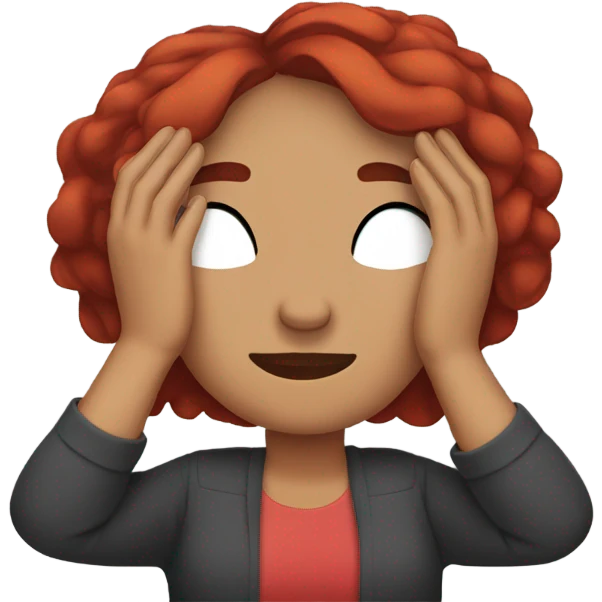 Woman with red short hair covering her eyes with her hands  emoji