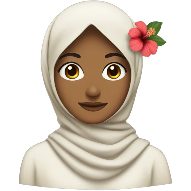 Hijabi with one hibiscus flower on her head emoji