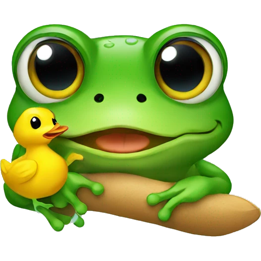 Frog holding a duck emoji