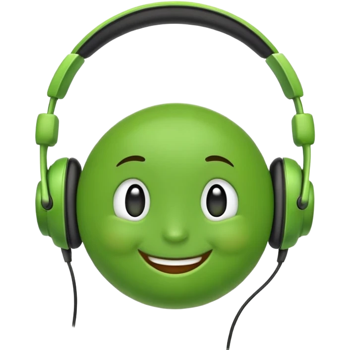 classic green pea emoji with headphones emoji