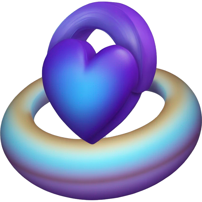 heart shape saturn with ring in blue and purple emoji