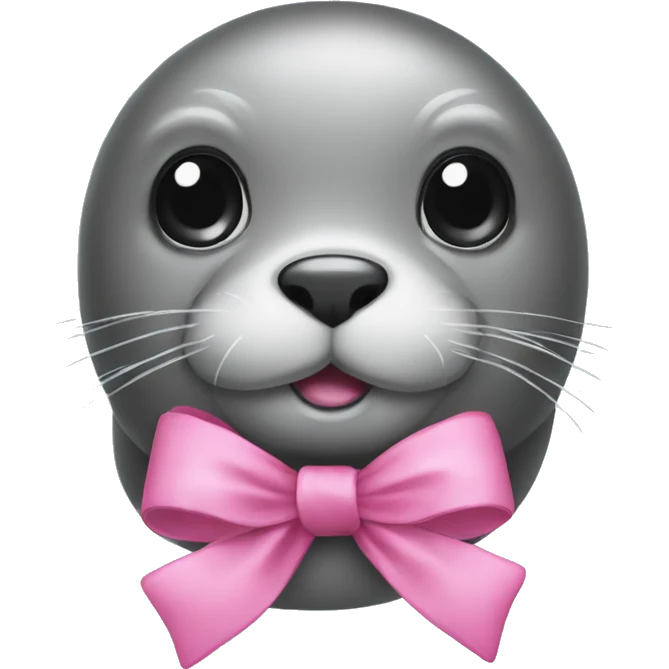 Seal with pink bow around its neck emoji