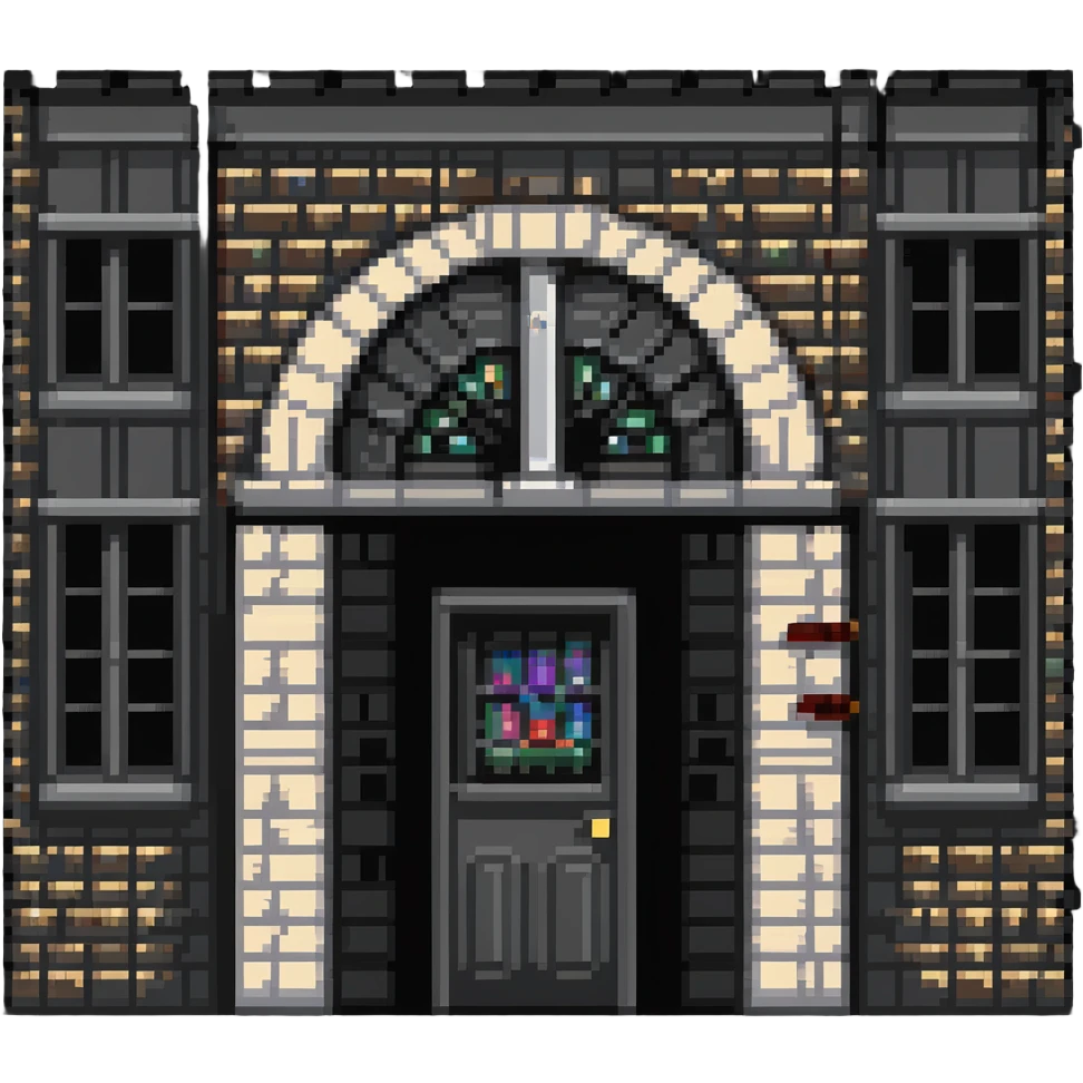 school building with classroom windows and entrance door, no flag emoji