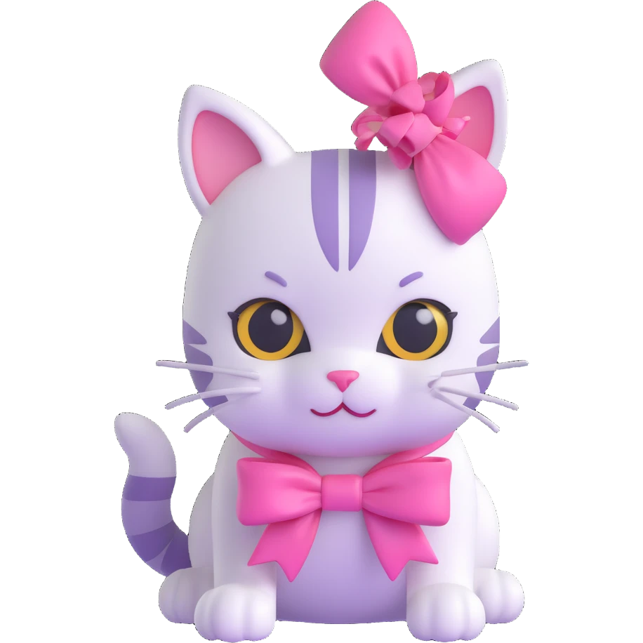 ios 3D style emoji of a cat with a pink bow on its head emoji