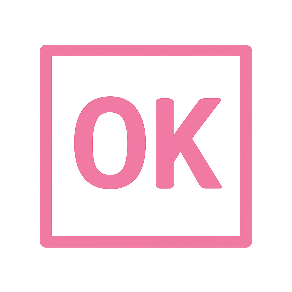 OK text in a pink square emoji