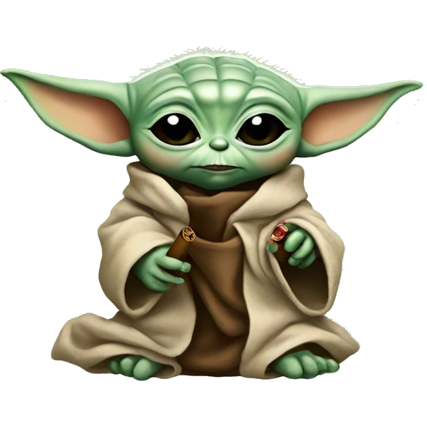Baby yoda with a cigar emoji