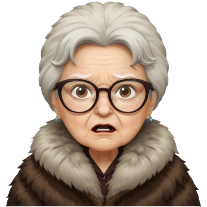 old woman with glasses angry wearing big furcoat emoji