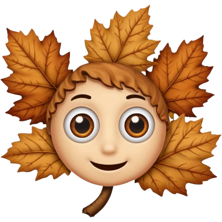 comic dryleaf with eyes and a smile in brown emoji