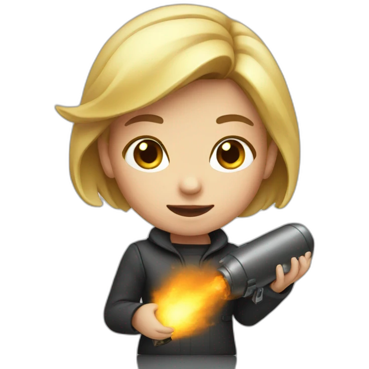Little woman taking bomb emoji