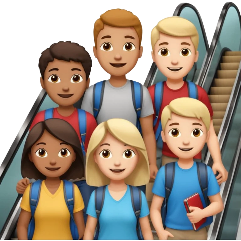 An escalator full of students emoji