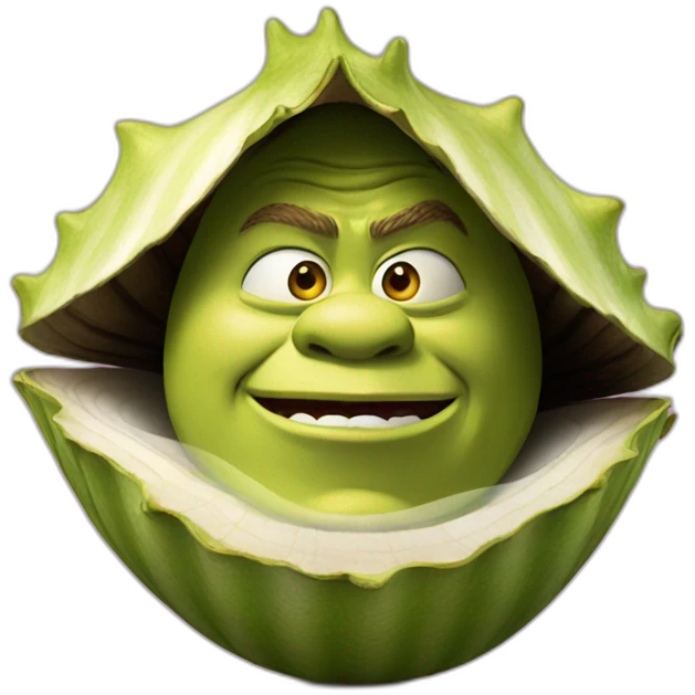 shrek inside a clam shell emoji