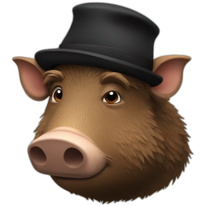 Really sad brown boar in a black winter hat emoji
