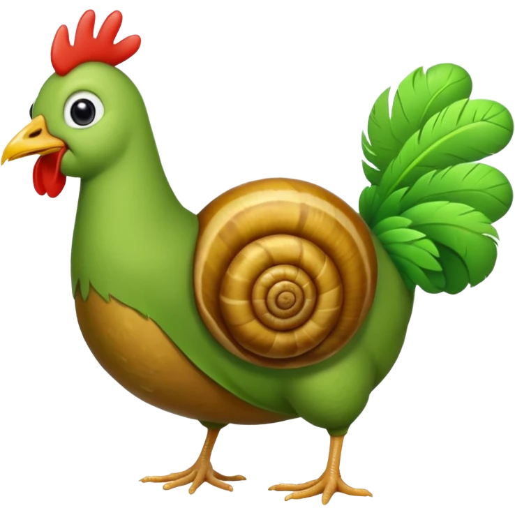 a snail green worm a chicken with jazz hands emoji