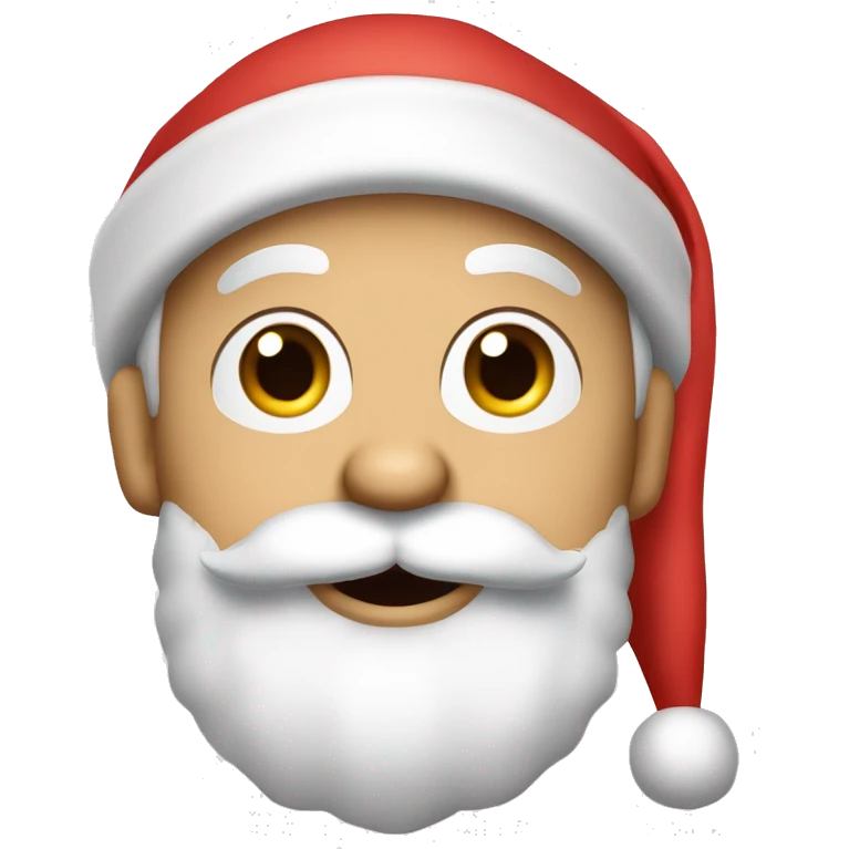 “An adorable Santa with a red suit, fluffy white beard, rosy cheeks, big eyes, and a red hat with a white pom-pom.” emoji