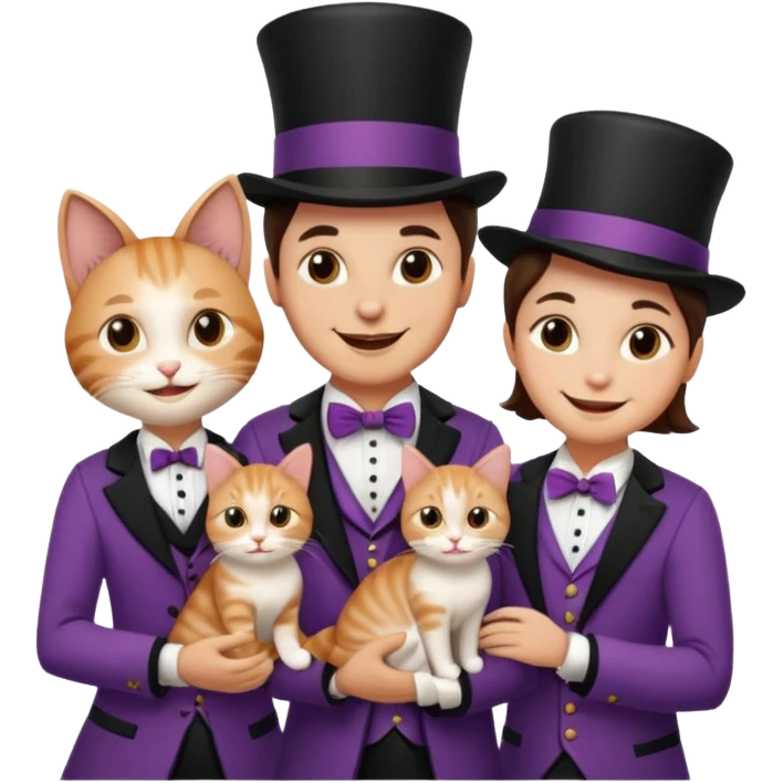 magician couple and their pet cat emoji