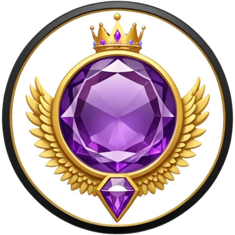 Big round amethyst with triangle rubby inside stone award-in-frame-decorated-with-big-golden-angel--wings and crown emoji
