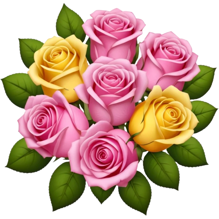 A bouquet of flowers, composed of pink roses and yellow roses. emoji