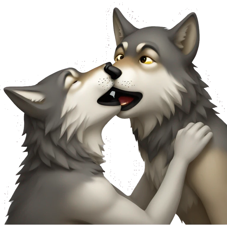 wolf kissing wolf emoji