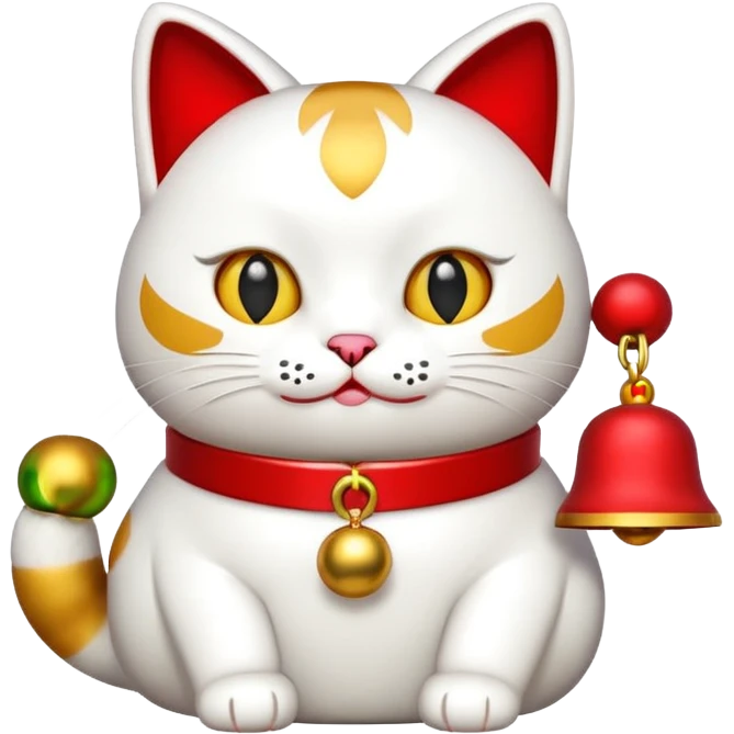 Lucky cat with red details emoji
