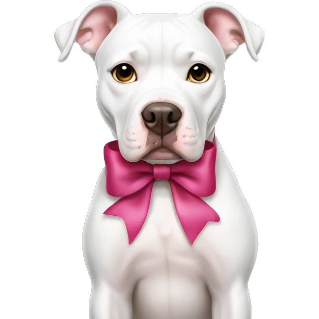 White pitbull with a bow emoji