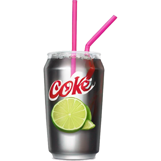 Diet Coke with lime and a pink straw emoji