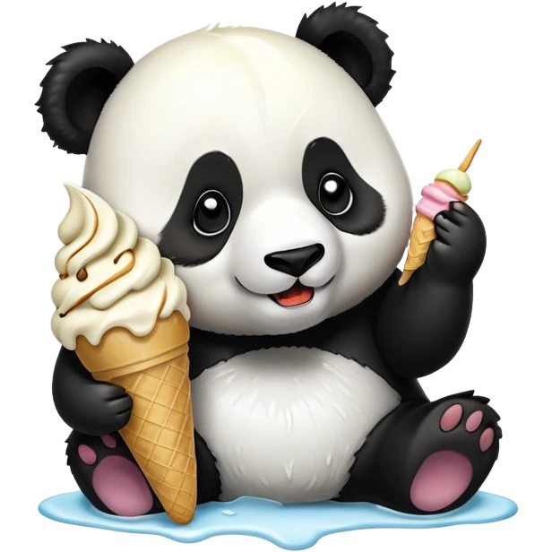 Panda eating ice cream emoji