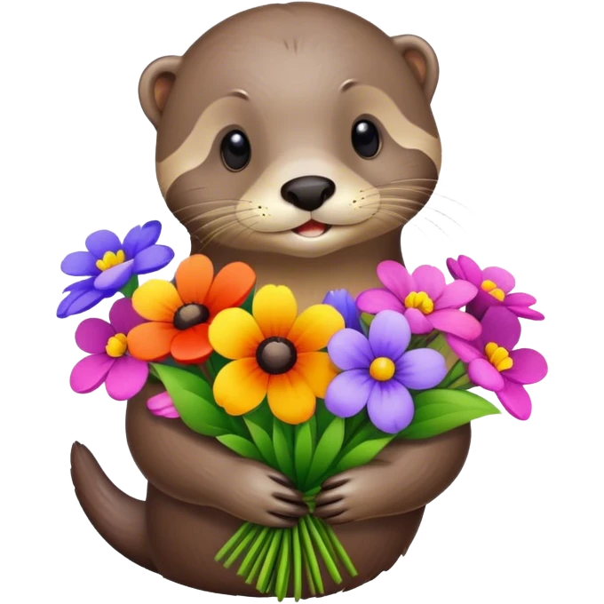 Otter with a bouquet of flowers emoji