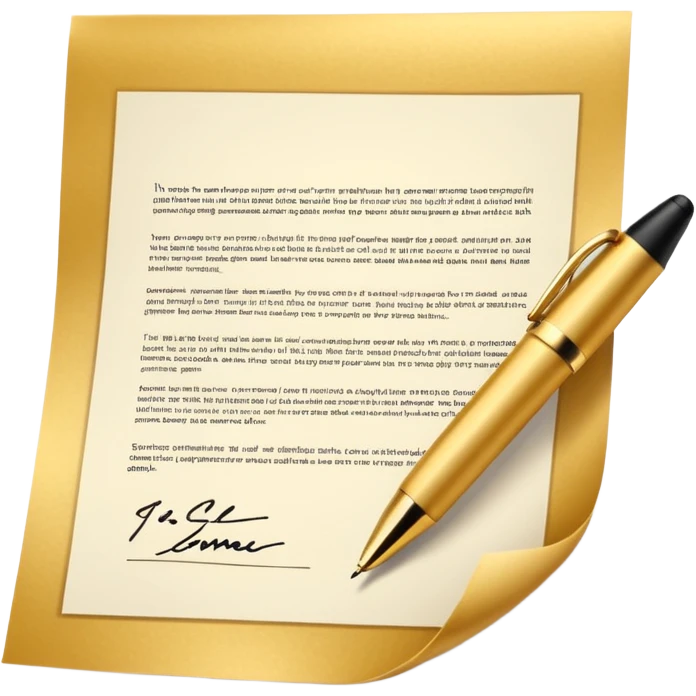 Product guarantee contract golden paper signed emoji