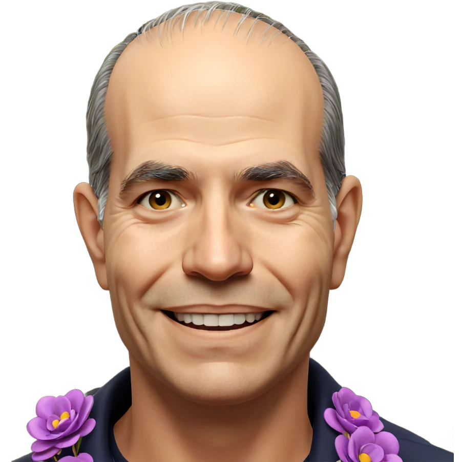 smiling old man with flower emoji