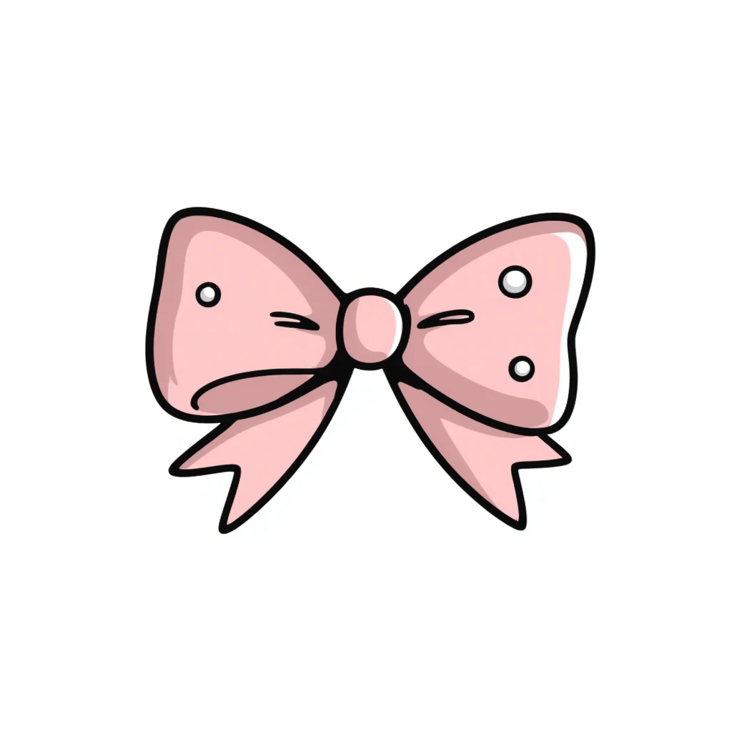 Pastel pink bow with pearls emoji